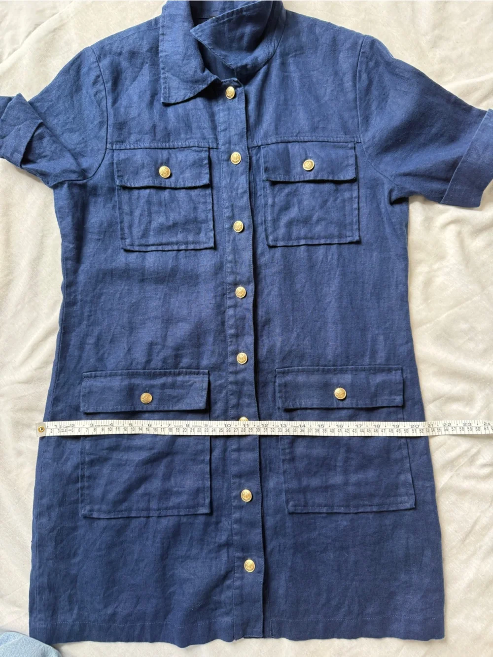 J. Crew famine Navy Short-Sleeve Button-Front shirt Dress 6